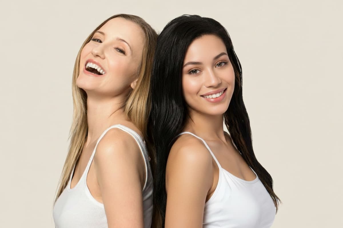 Two women with smooth, relaxed skin